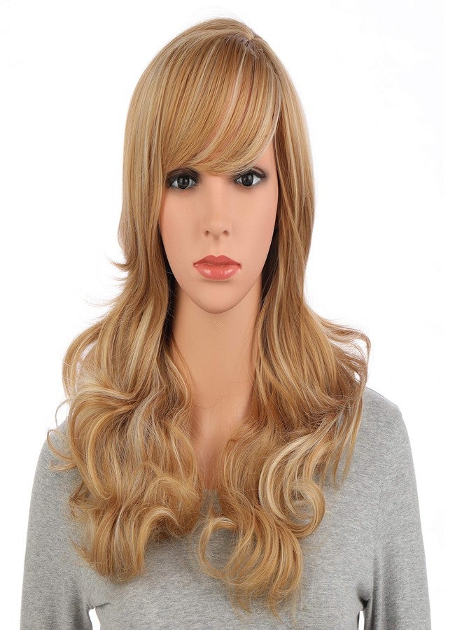 Onedor Full Head Beautiful Long Curly Wave Stunning Wig Charming Curly Costume Wigs with Fringe (Blonde Mixed-16/24H88) - Image 1