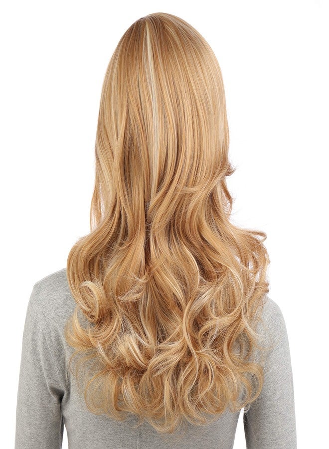 Onedor Full Head Beautiful Long Curly Wave Stunning Wig Charming Curly Costume Wigs with Fringe (Blonde Mixed-16/24H88) - Image 3