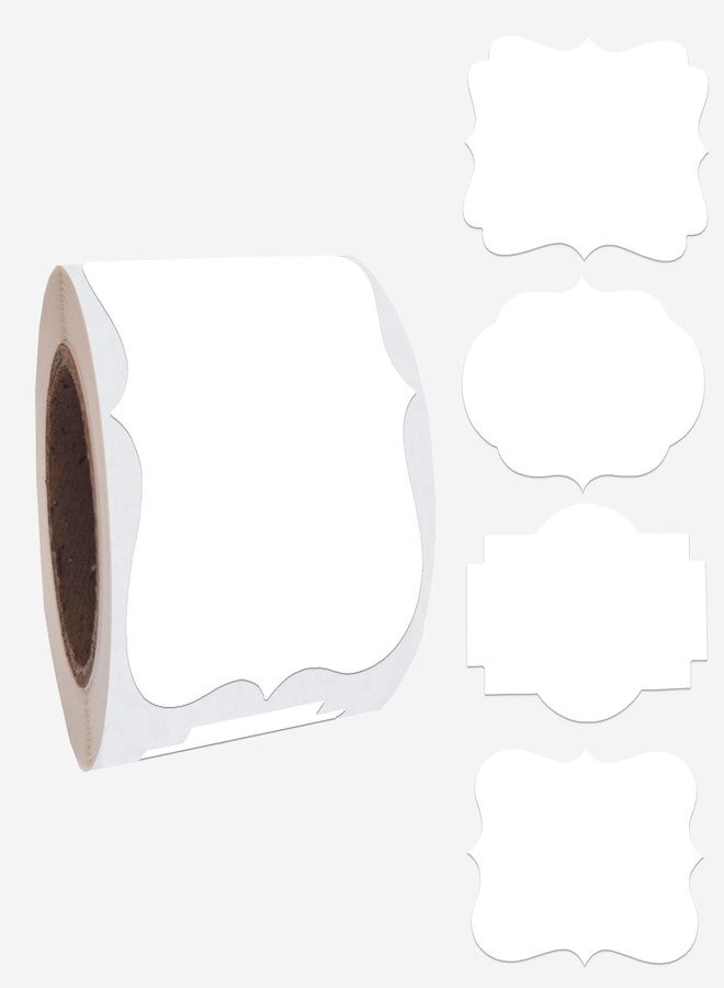 SALEMAR White Label Sticker, 2x3 inch Fancy Shape Labels for Essential Oil Bottle or Food Jars, Name Tags Stickers, 200PCS(White) - Image 1