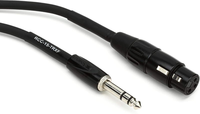 Roland Black Series Interconnect Cable, 1/4-Inch TRS to XLR (Female), 15-Feet - Image 1