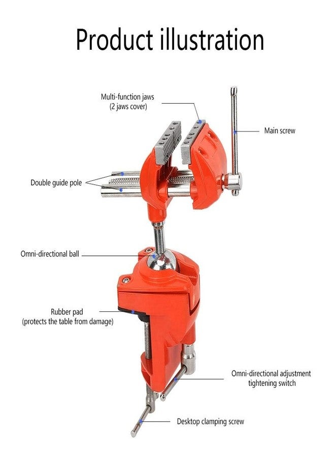 Simlug C Clamp Vise Table Vise, Mini Rotating Clamp Vise Adjustable 70Mm Jaw Width Vise Table Clamp For Workbench Woodwork - Image 3