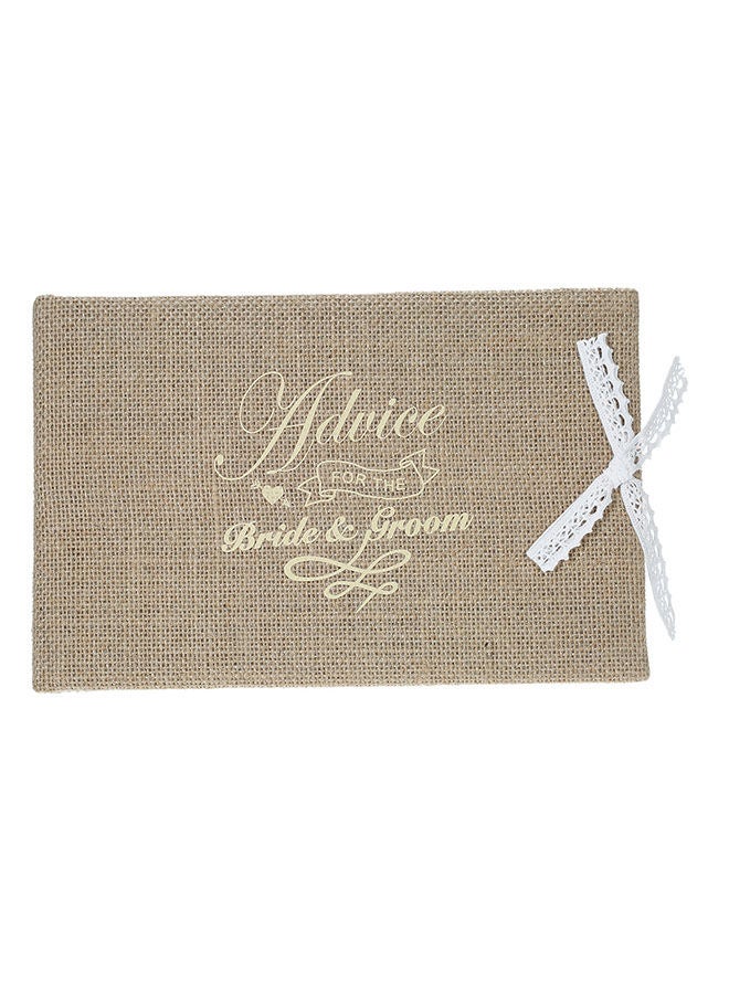 نيبمينينت دفتر الضيوف للزفاف بغُلاف من الخيش البني/الأبيض