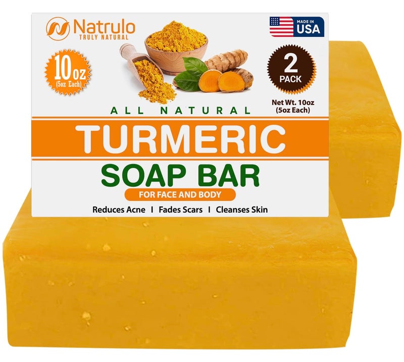 Turmeric Soap Bar for Face Body Natural Skin Brightening Soap for Dark Spots Intimate Areas Underarms Turmeric Face Wash Reduces Acne Fades Scars Cleanses Skin 5oz Bath Bars