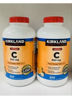 Kirkland Signature Kirkland Vitamin C (500 Mg) Tangy Orange Chewable Tablets 500 Count (Pack Of 2)  - Image 2