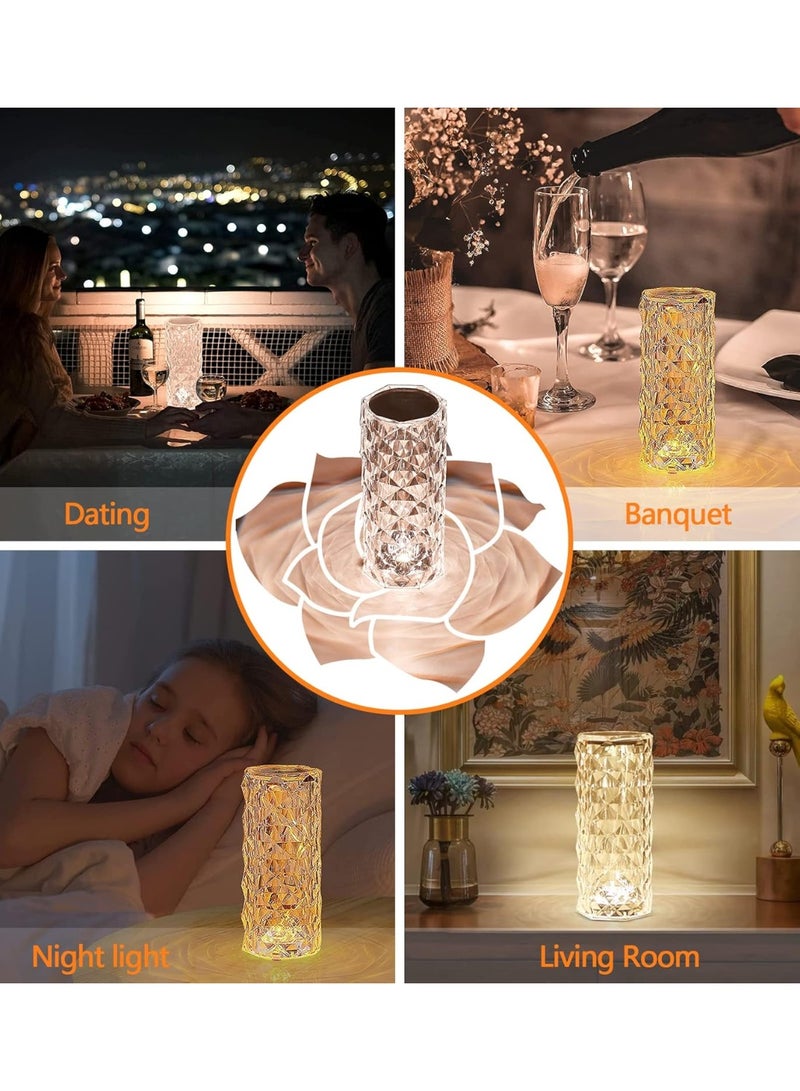 Crystal Table Lamp, 3 Color Changing Touch Rose Table Lamp,USB Rechargeable Diamond Table Lamps Best for Living Room,Office - Image 2