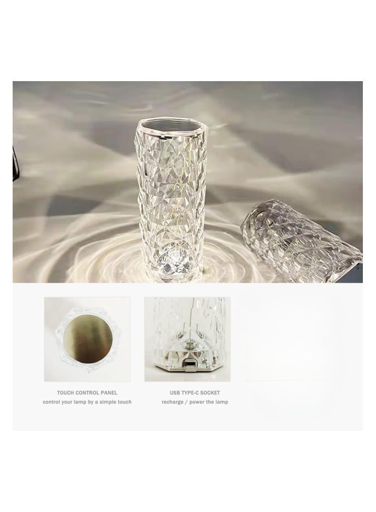 Crystal Table Lamp, 3 Color Changing Touch Rose Table Lamp,USB Rechargeable Diamond Table Lamps Best for Living Room,Office - Image 3