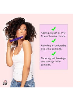 Allegro Combs 70 3 Row Detangling Comb Wide Tooth Curl Defining Brush Perfect For Women Curly Hair Stylists Curl Defining Curly Hair Comb Made In The Usa 1 Piece (Purple)  - Image 4