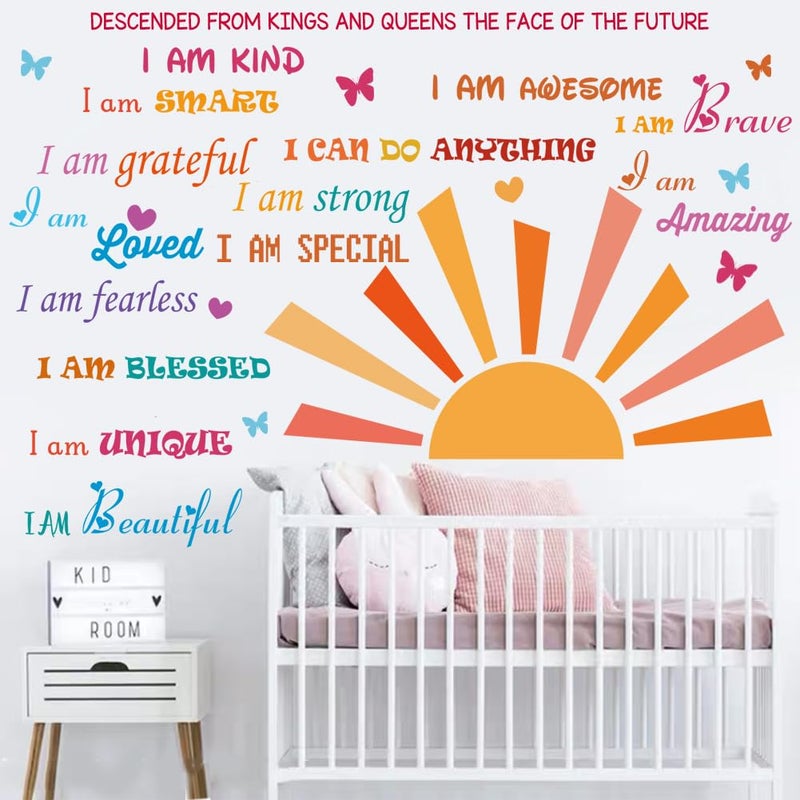Casa Decor Inspirational Quotes Motivational Sayings Half Sun Peel and Stick Wall Art Decals for Baby Nursery Kids Bedroom Living Room Decoration - Image 2