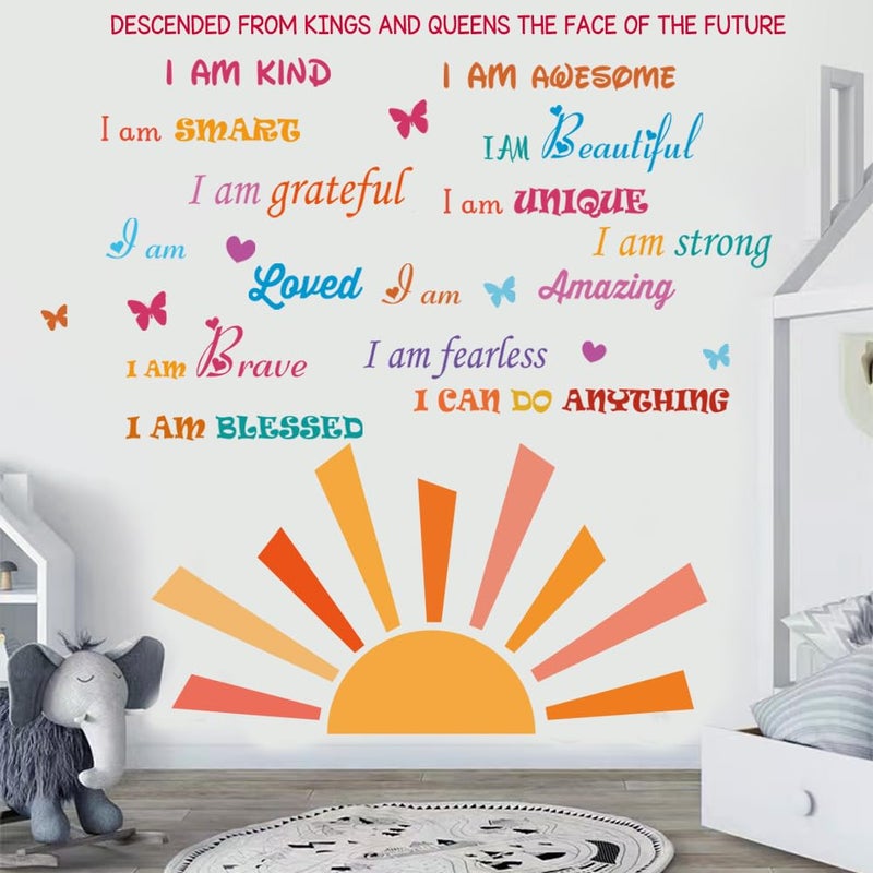 Casa Decor Inspirational Quotes Motivational Sayings Half Sun Peel and Stick Wall Art Decals for Baby Nursery Kids Bedroom Living Room Decoration - Image 3