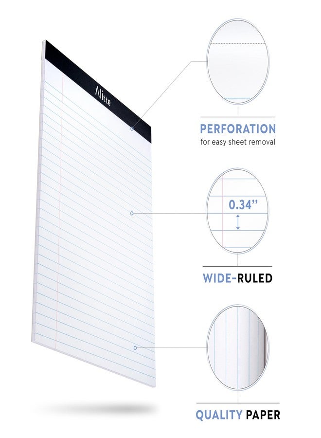 Alitte Legal Notepads 8.5 x 11, Pack of 12 - Perforated Wide Ruled Writing Pad - Premium Thick Paper, No Ink Bleeding - Blank Legal Pads For Home, Office, School, Business - 50 Sheets Per Notebook - Image 2