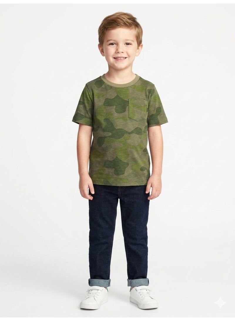 Boys Kids army print camouflage t-shirt olive - Image 2