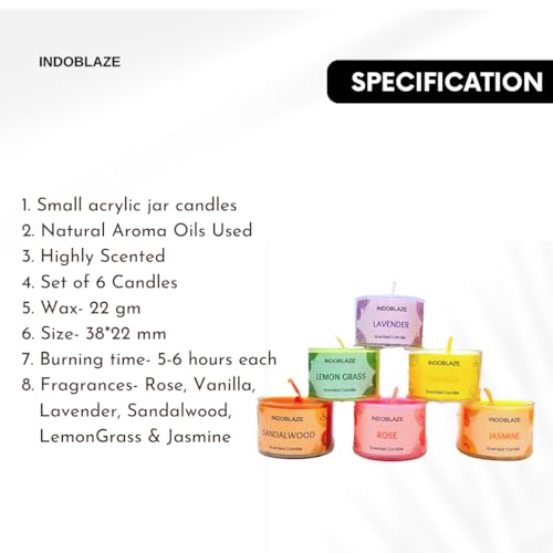 Indoblaze Scented Candles Gift Set, 6 Fragrances, Reusable Acrylic jar, Perfect Aroma Candles Gift Set (6) - Image 3