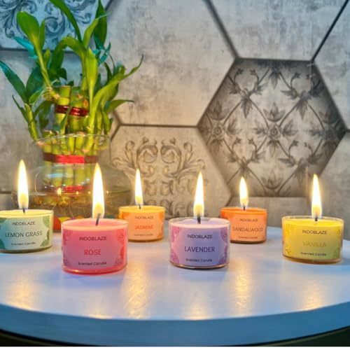 Indoblaze Scented Candles Gift Set, 6 Fragrances, Reusable Acrylic jar, Perfect Aroma Candles Gift Set (6) - Image 2