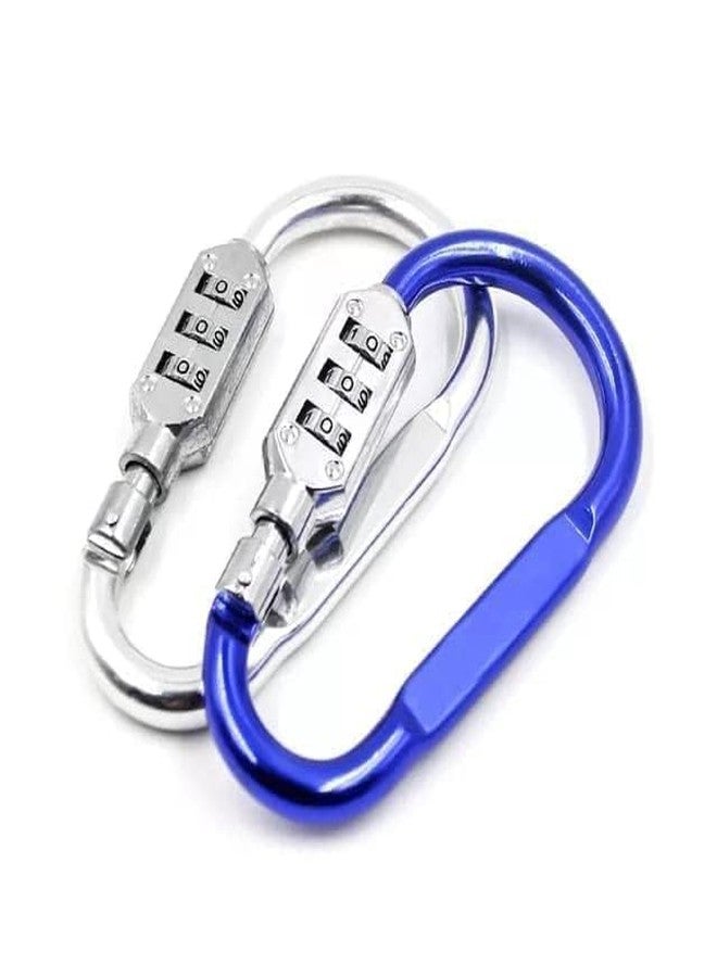 Packcy 3-Digit Combination Space Number Lock Hook Keyring - Mini Padlock Keychain for Backpack, Luggage, Gym, Travel & Lockers | Durable Metal Security Screw Hook Lock (2 Pc) - Image 1