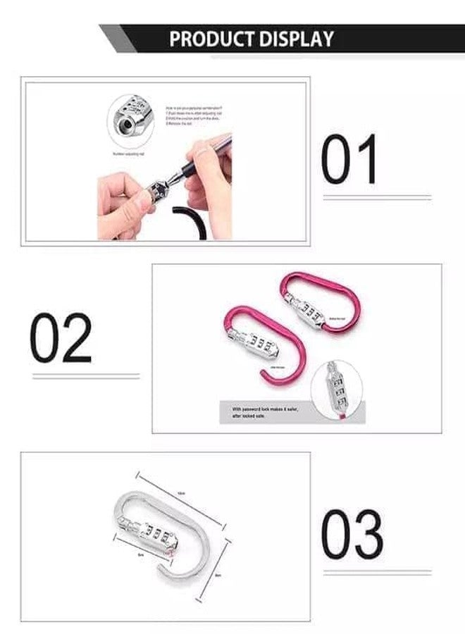 Packcy 3-Digit Combination Space Number Lock Hook Keyring - Mini Padlock Keychain for Backpack, Luggage, Gym, Travel & Lockers | Durable Metal Security Screw Hook Lock (2 Pc) - Image 5
