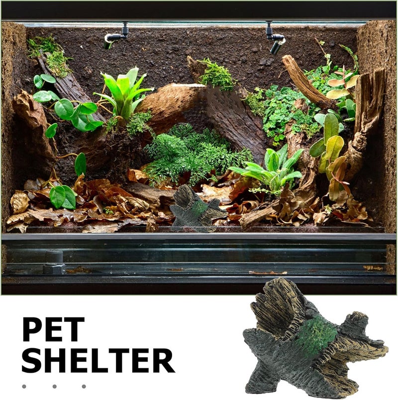 UPKOCH Reptile Hideout Cave Shelter Natural Resin Tree Hole Aquarium Hiding Ornament for Gecko Lizard Snake Small Tank Environment Accessory - Image 3