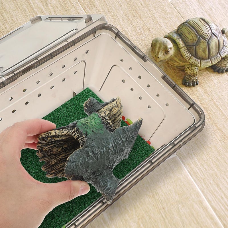 UPKOCH Reptile Hideout Cave Shelter Natural Resin Tree Hole Aquarium Hiding Ornament for Gecko Lizard Snake Small Tank Environment Accessory - Image 5