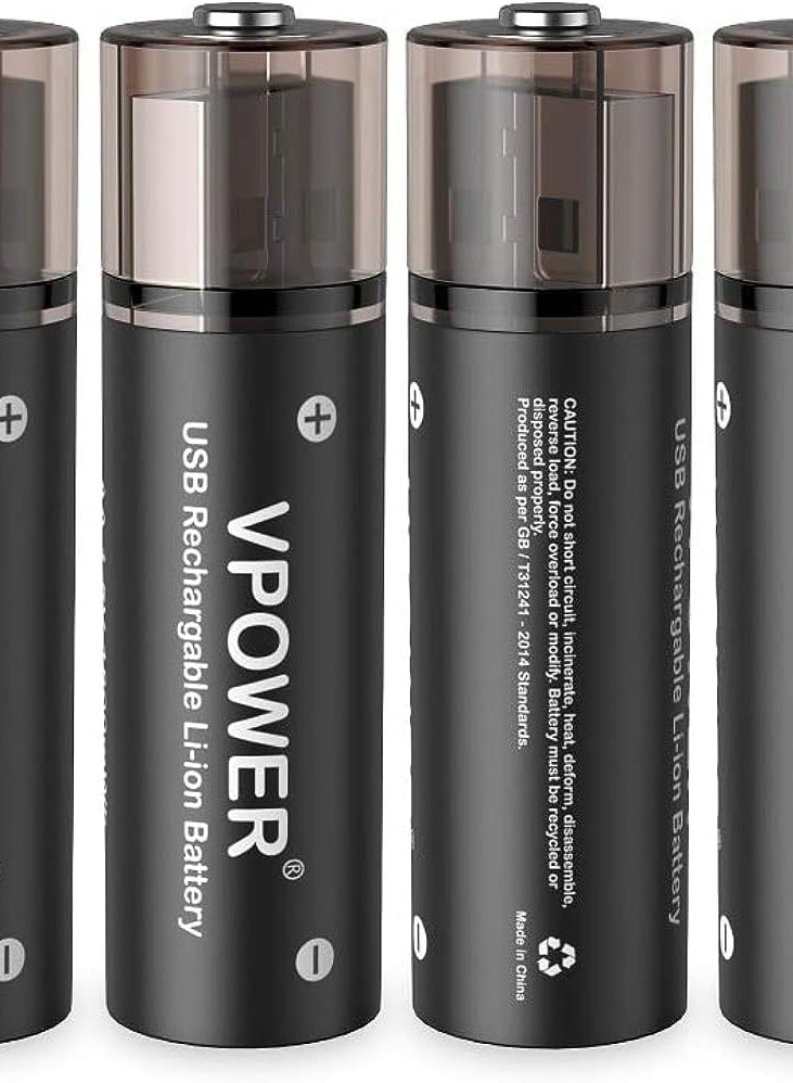 بطاريات V power AA قابلة لاعادة الشحن بمنفذ USB بدون شاحن بطارية ليثيوم ايون 1800mAh صديقة للبيئة وقابلة لاعادة التدوير مزدوجة ايه 1.5 فولت شحن سريع للماوس/الالعاب/جهاز التحكم عن بعد/ماكينة  - Image 1