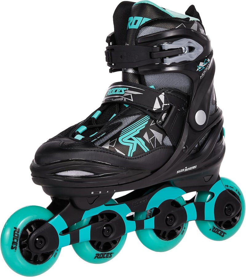 Roces MOODY Inline Skates for Teens – Black/Aqua EU 36–40 | Adjustable Roller Skates with Anatomical Padding, ABEC 5 Bearings & 82A PU Wheels (400856/00003-36) - Image 2