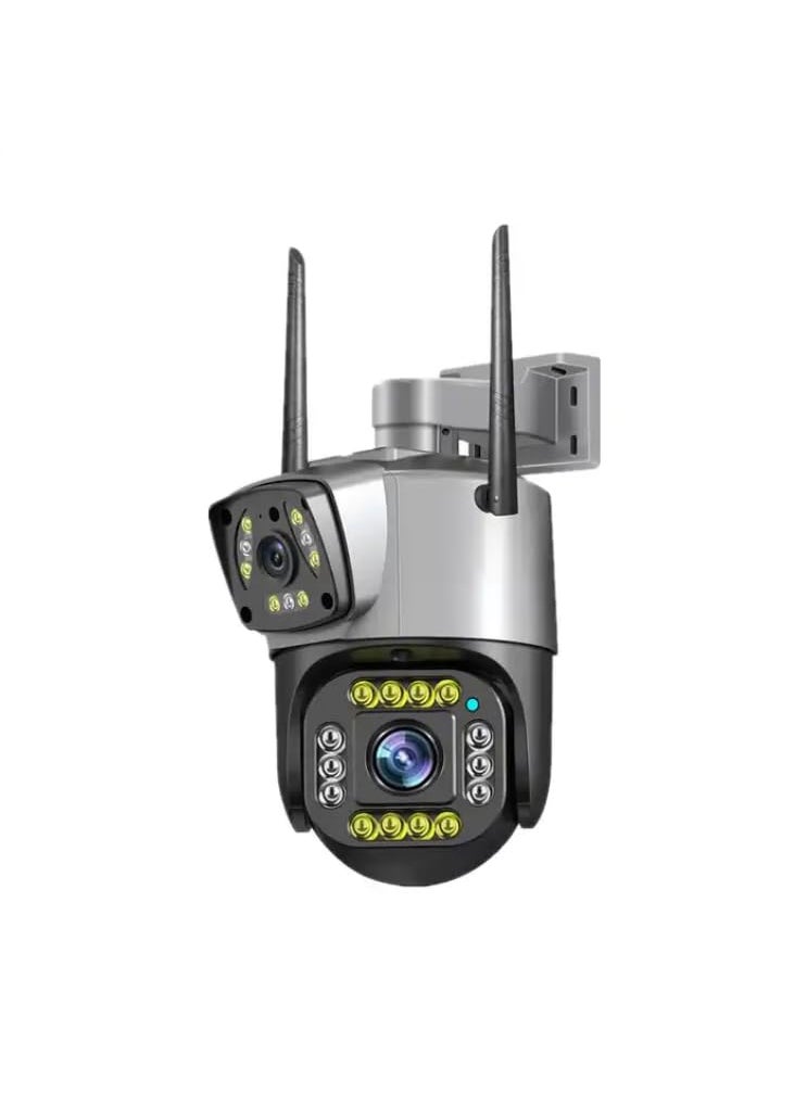 Generic - SECURINNOV 3MP + 3MP Wireless WiFi CCTV Camera Dual Lens/Dual Screen Video Record, Color Night Vision, Bullet+360° PTZ Control, PIR Motion Sensor, IP66 Waterproof (1103) - Image 1