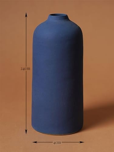 PUREZENTO Tiara Ceramic Vase Set of 2 - Cylinder & Jug Shape Vases for Modern Home Decor | Vase for Pampas Grass, Dried, and Artificial Flowers | Donut Vases for Home, Living Room, Decor Ideas - Image 4