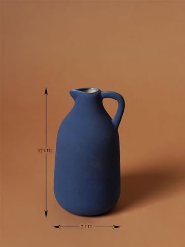 PUREZENTO Tiara Ceramic Vase Set of 2 - Cylinder & Jug Shape Vases for Modern Home Decor | Vase for Pampas Grass, Dried, and Artificial Flowers | Donut Vases for Home, Living Room, Decor Ideas - Image 5