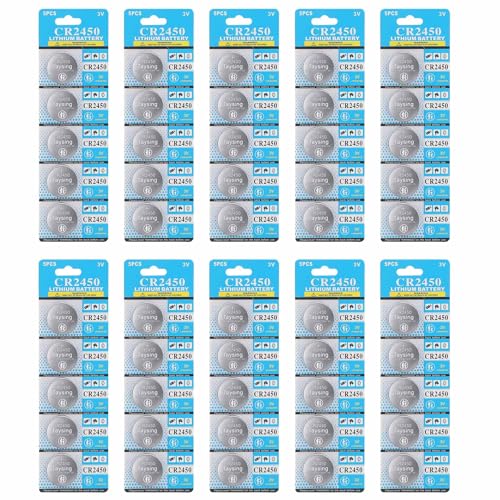 Taysing 50 Pack 3V High Capacity Lithium Button Coin Cell Batteries CR2450 ECR2450 Used in Most Electronic Devices - Image 1