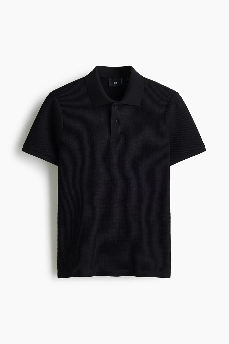 Slim Fit Waffle-knit polo shirt