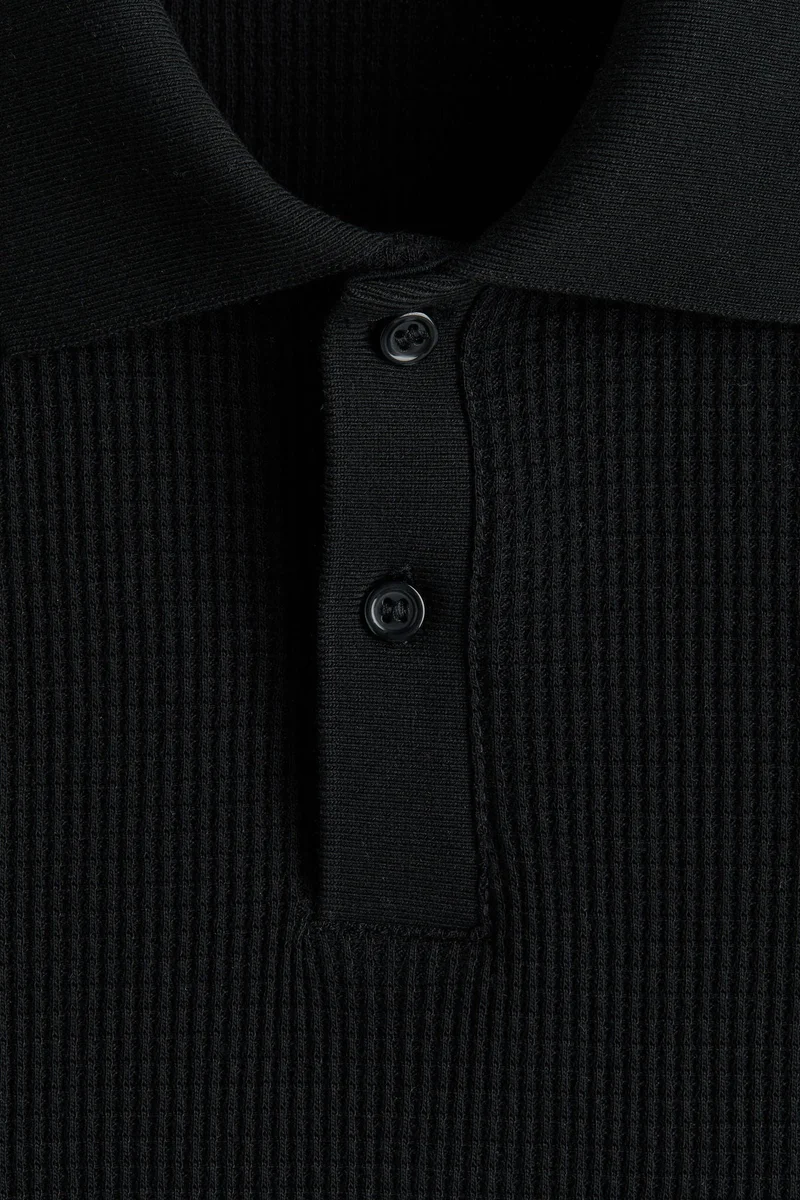 H&M Slim Fit Waffle-knit polo shirt
