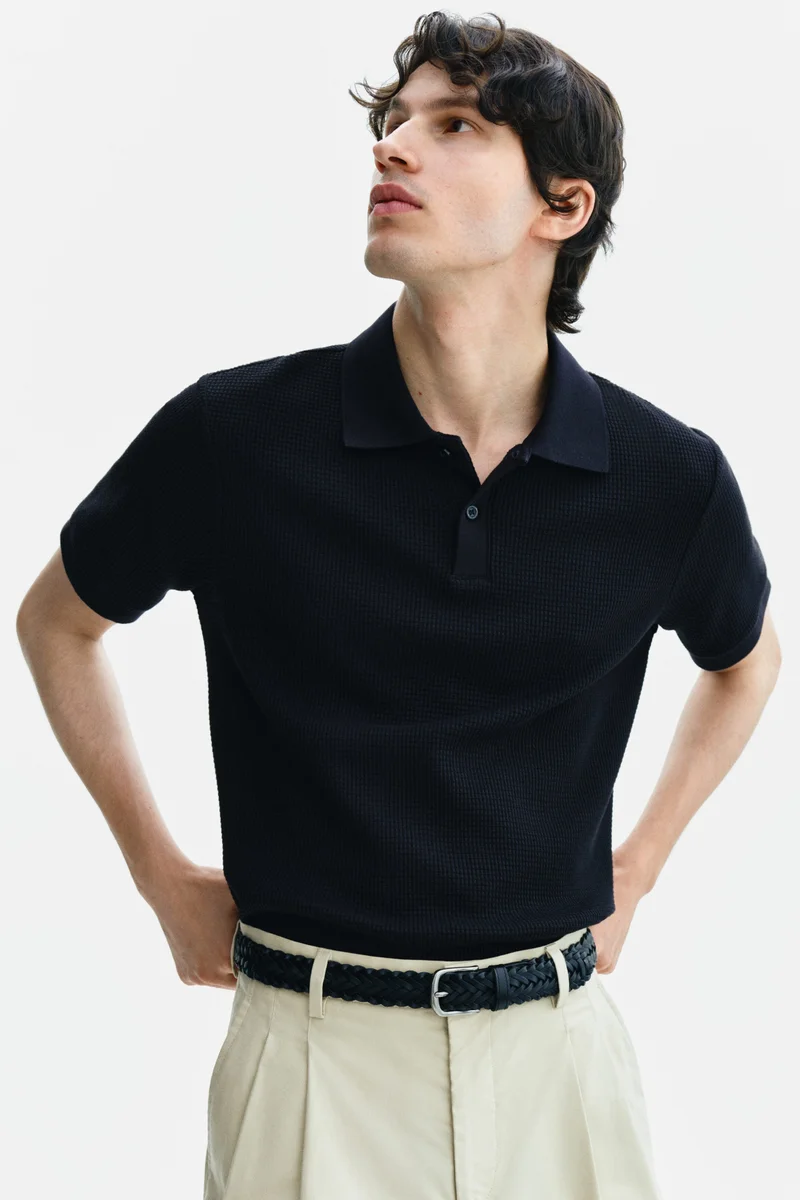 Slim Fit Waffle-knit polo shirt