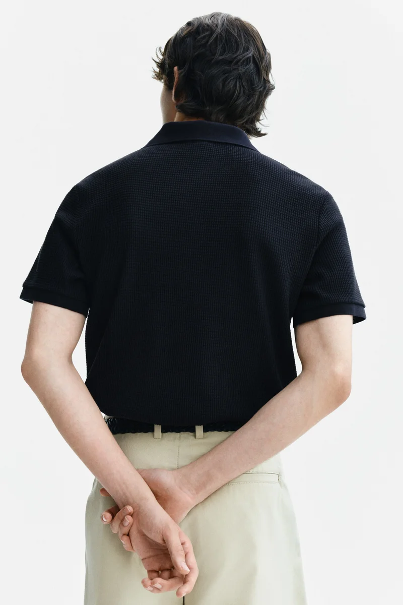 H&M  Slim Fit Waffle-knit polo shirt for Men | Best Price UAE