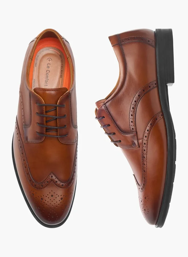 لو كونفورت Mens Textured Lace-Up Derby Shoes