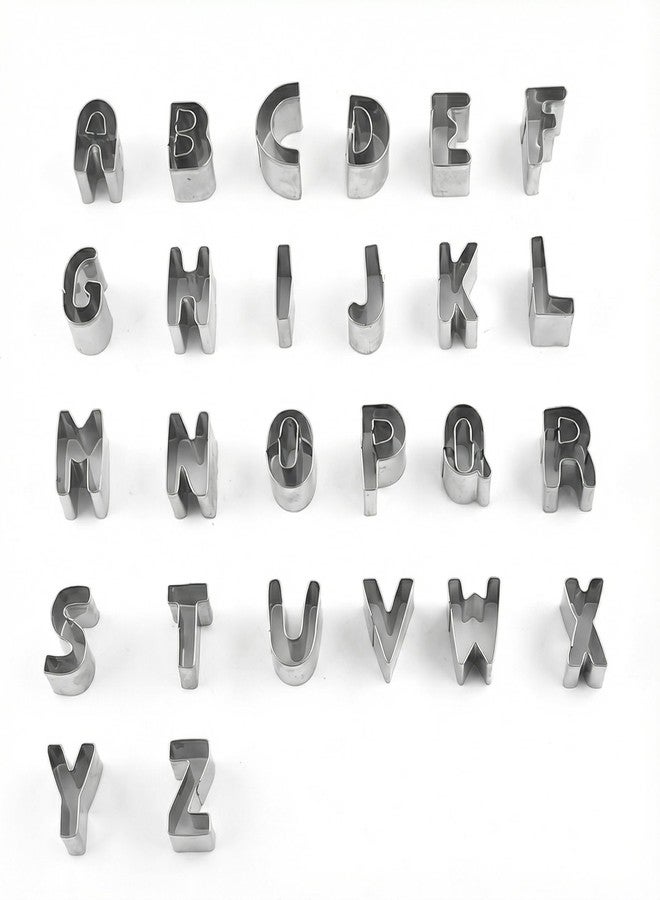Dcoteh 26PCS Alphabet Cookie Cutters Set, 1 Inch Letter Stainless Steel Mini Cookie Cutters for Fondant, Dough, Fruit & Sandwiches, Letter Cookie Molds for Halloween, Christmas & Birthday Party Baking - Image 1