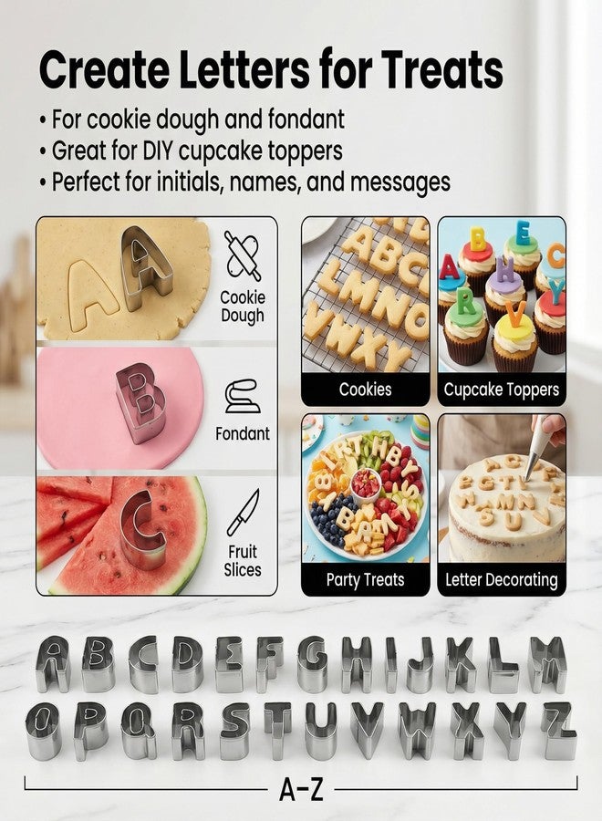 Dcoteh 26PCS Alphabet Cookie Cutters Set, 1 Inch Letter Stainless Steel Mini Cookie Cutters for Fondant, Dough, Fruit & Sandwiches, Letter Cookie Molds for Halloween, Christmas & Birthday Party Baking - Image 4