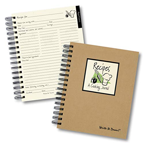 Write it Down series by Journals Unlimited, Guided Journal, Recipes, A Cooking Journal, Full-size 7.5"x 9", Kraft Hard Cover, Made in USA - Image 1
