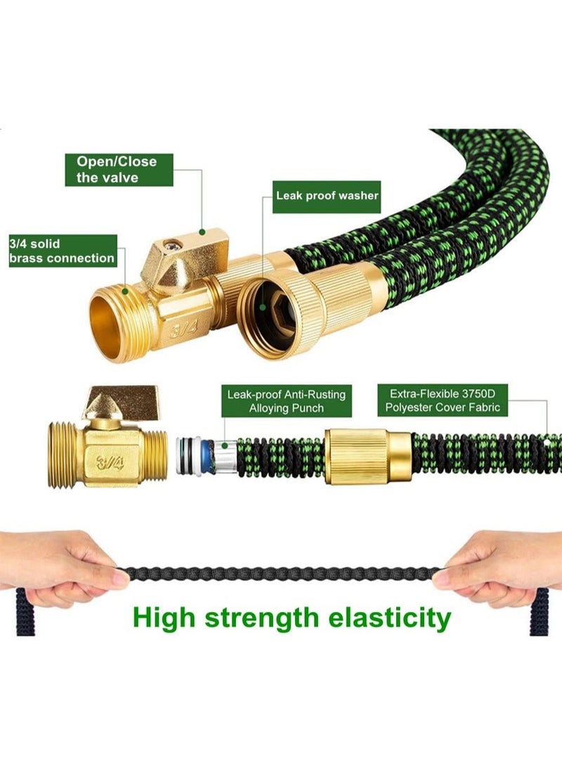 Bukela 50ft Expandable Garden Hose with 8 Function Nozzle,Leakproof Retractable Garden hose for Car Washing Garden Plants Watering Pets Shower Floor Cleaning,Black&Green - Image 2