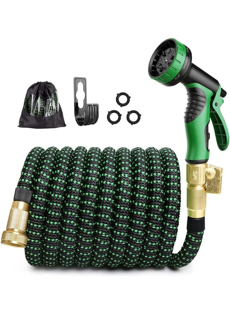 Bukela 50ft Expandable Garden Hose with 8 Function Nozzle,Leakproof Retractable Garden hose for Car Washing Garden Plants Watering Pets Shower Floor Cleaning,Black&Green - Image 1
