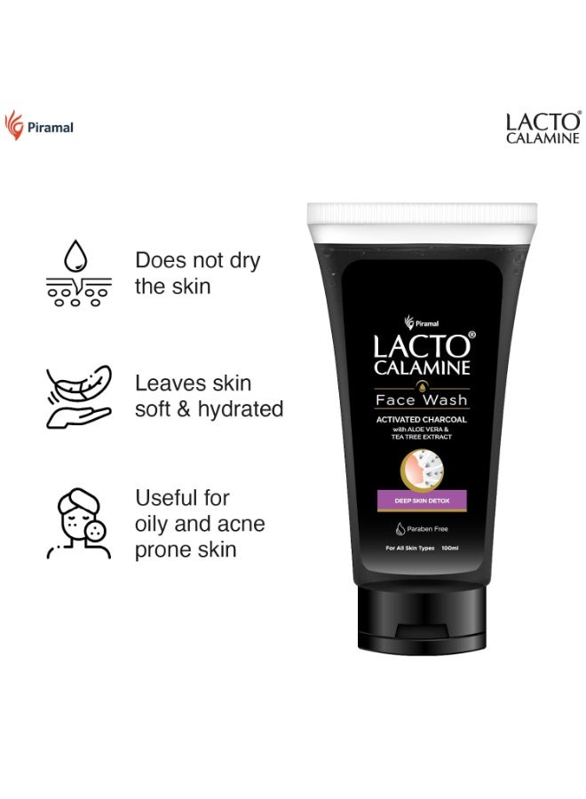 Lacto Calamine Face Lotion for Oil Balance - Oily Skin - 120 ml & Lacto Calamine Activated Charcoal Face Wash with Aloe Vera & Tea Tree Extract for Deep Skin Detox. 100 ml - Image 4