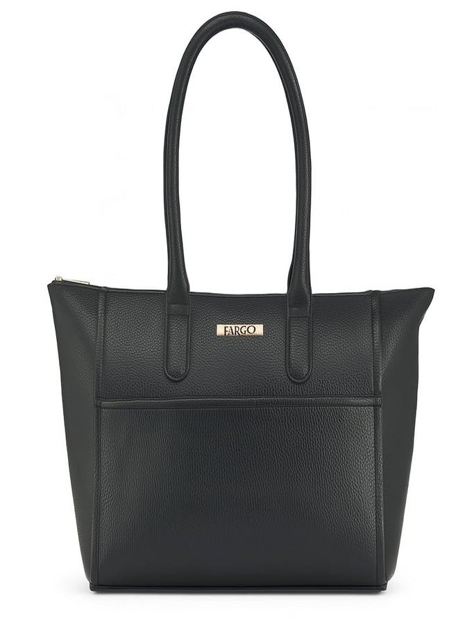 Fargo Stella Black Tote Bag for Women | Large Vegan Leather Handbag with RFID Pockets, Zip Closure, Premium Look | Office, College, Party Use | Stylish Shoulder Bag | Made in India - Image 1