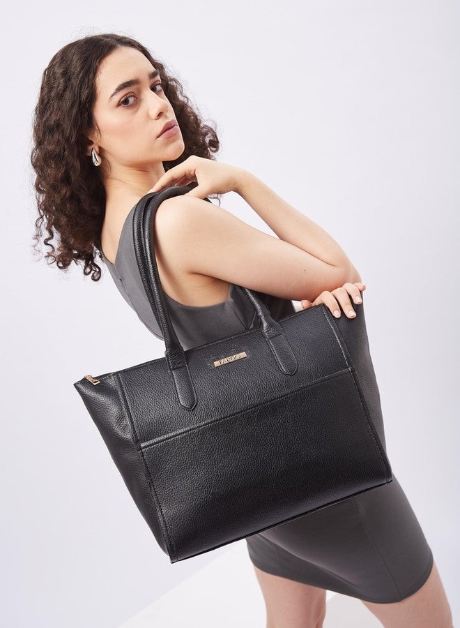 Fargo Stella Black Tote Bag for Women | Large Vegan Leather Handbag with RFID Pockets, Zip Closure, Premium Look | Office, College, Party Use | Stylish Shoulder Bag | Made in India - Image 3