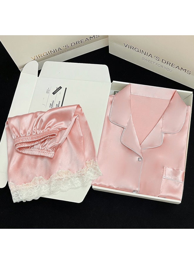 Summer Suit New Style Silk Pajamas Women's High-face Value Girl's Short-sleeved Home Clothes Can Be Wearing For Generation Of Hair