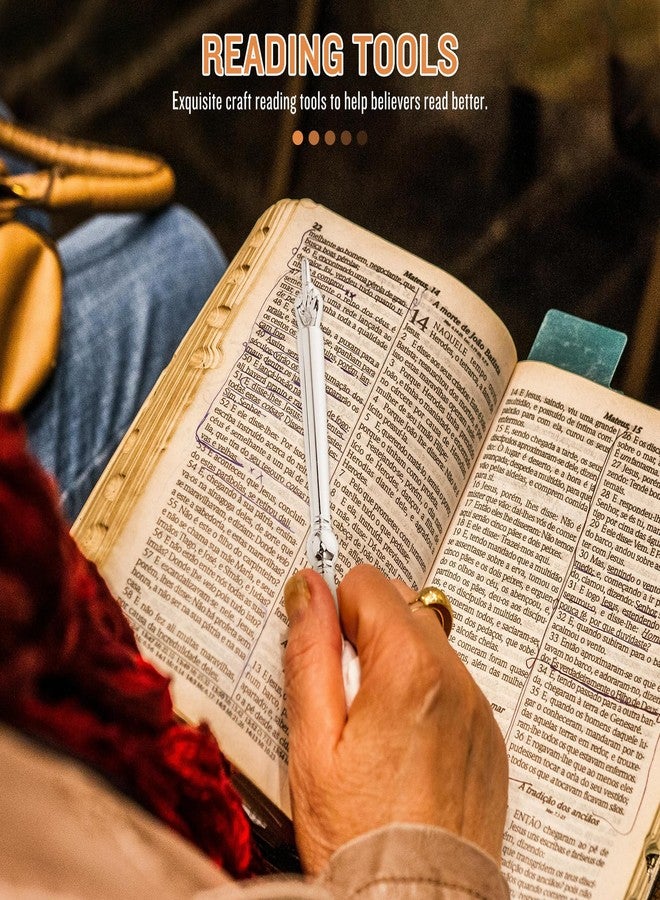 SAFIGLE أداة سافيجل لقراءة الكتاب المقدس اليهودي - مؤشر معدني للتوراة مع سلسلة لقراءة الكتاب المقدس، متين، طوله 5.11 بوصة، مثالي لدراسة الكتاب المقدس والصلاة - Image 2
