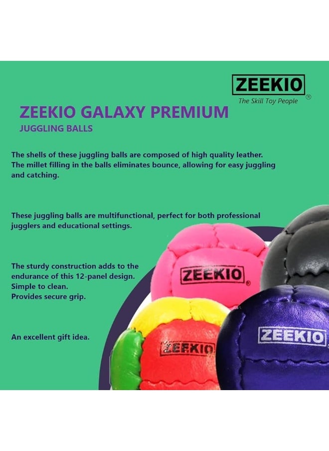 Zeekio Zeekio Galaxy Juggling Balls - Premium 12 Panel Genuine Leather Balls - 130g - 67mm - Pack of 3 - Cosmo  - Image 4