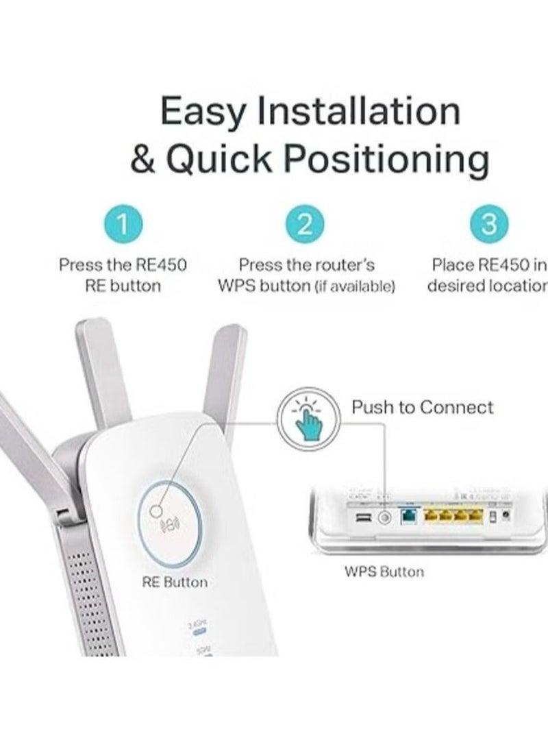 Generic - AC1750 WiFi Extender (RE450) – PCMag Editor's Choice, Dual-Band WiFi Repeater, Boosts Speeds Up to 1750Mbps, Extends WiFi Range for Seamless Streaming & Gaming - Image 1