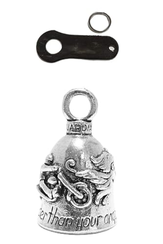 Guardian Bell Guardian Angel Motorcycle Bell Bike Accessory with Black Bell Hanger - Never Ride Faster than Your Angel can Fly - Image 1