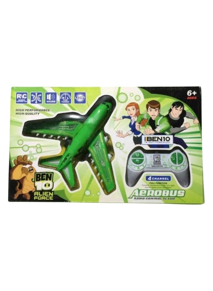 بريميم لعبة طائرة بن تن ألين فورس الخضراء التي تعمل بجهاز تحكم عن بُعد مع أضواء وأصوات - Image 2