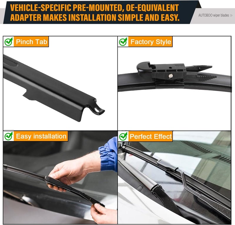 AUTOBOO Windshield Wiper Blade Replacement for Chevrolet Traverse 2012-2017 GMC Acadia Buick Enclave 2005-2010 PONTIAC G6 2008-2011 Buick Lucerne-Original Factory Quality 24"+21" - Image 3