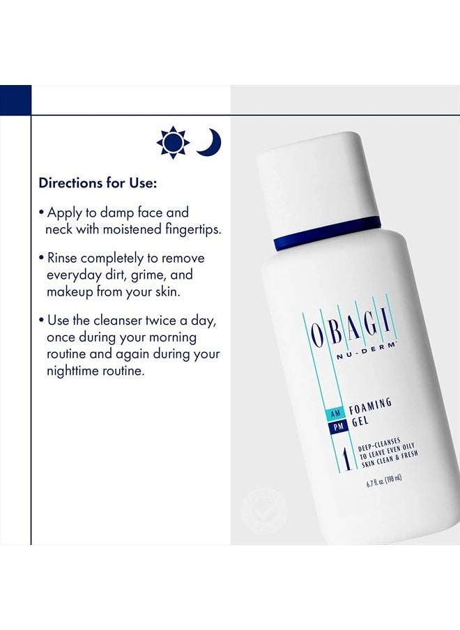 Obagi Medical Obagi Nu-Derm Foaming Gel Cleanser with Aloe Vera - Gentle Cleanser for Face, for Normal to Oily Skin - Purifying Cleansing Gel to Remove Impurities, Oil and Makeup - 6.7 Fl Oz (200mL)  - Image 2