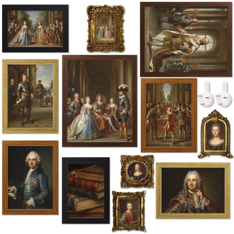 Novabright 12 Pcs Vintage Picture Frames Resin Gallery Wall Frame Set with Trace Less Nails Suit Hanging Elegant Classical Decorations for Christmas Hotel Home Wedding Decoration(Minimalist Style) - Image 1