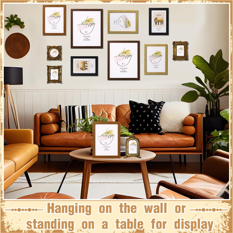 Novabright 12 Pcs Vintage Picture Frames Resin Gallery Wall Frame Set with Trace Less Nails Suit Hanging Elegant Classical Decorations for Christmas Hotel Home Wedding Decoration(Minimalist Style) - Image 5